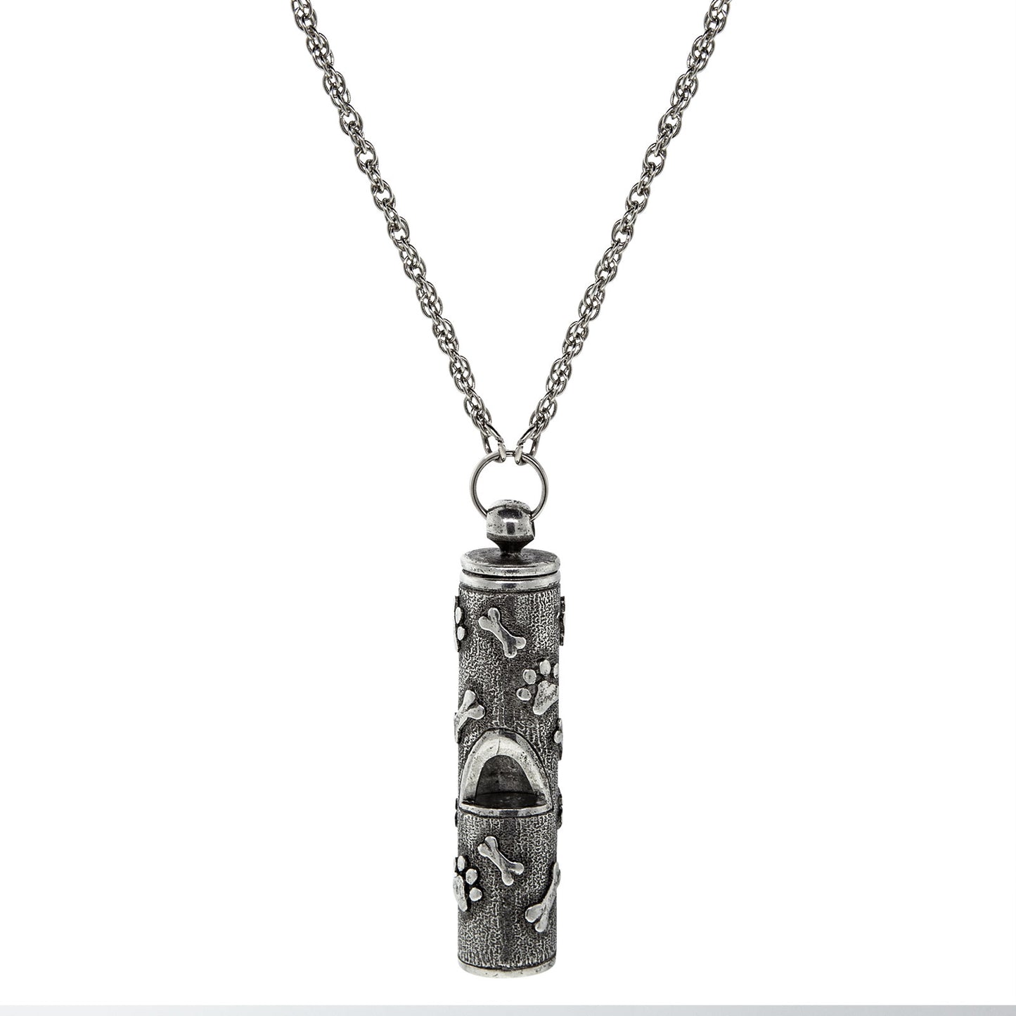 1928 Jewelry&reg; Pewter Dog Bone Paw Prints Whistle Necklace 28 In.