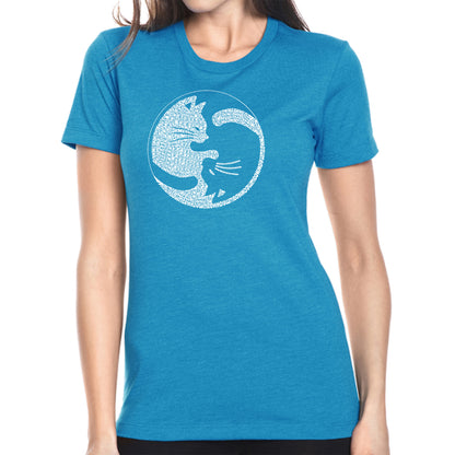 Yin Yang Cat  - Women's Premium Blend Word Art T-Shirt