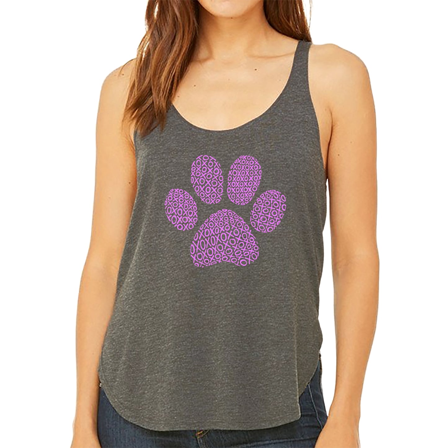 XOXO Dog Paw  - Women's Premium Word Art Flowy Tank Top