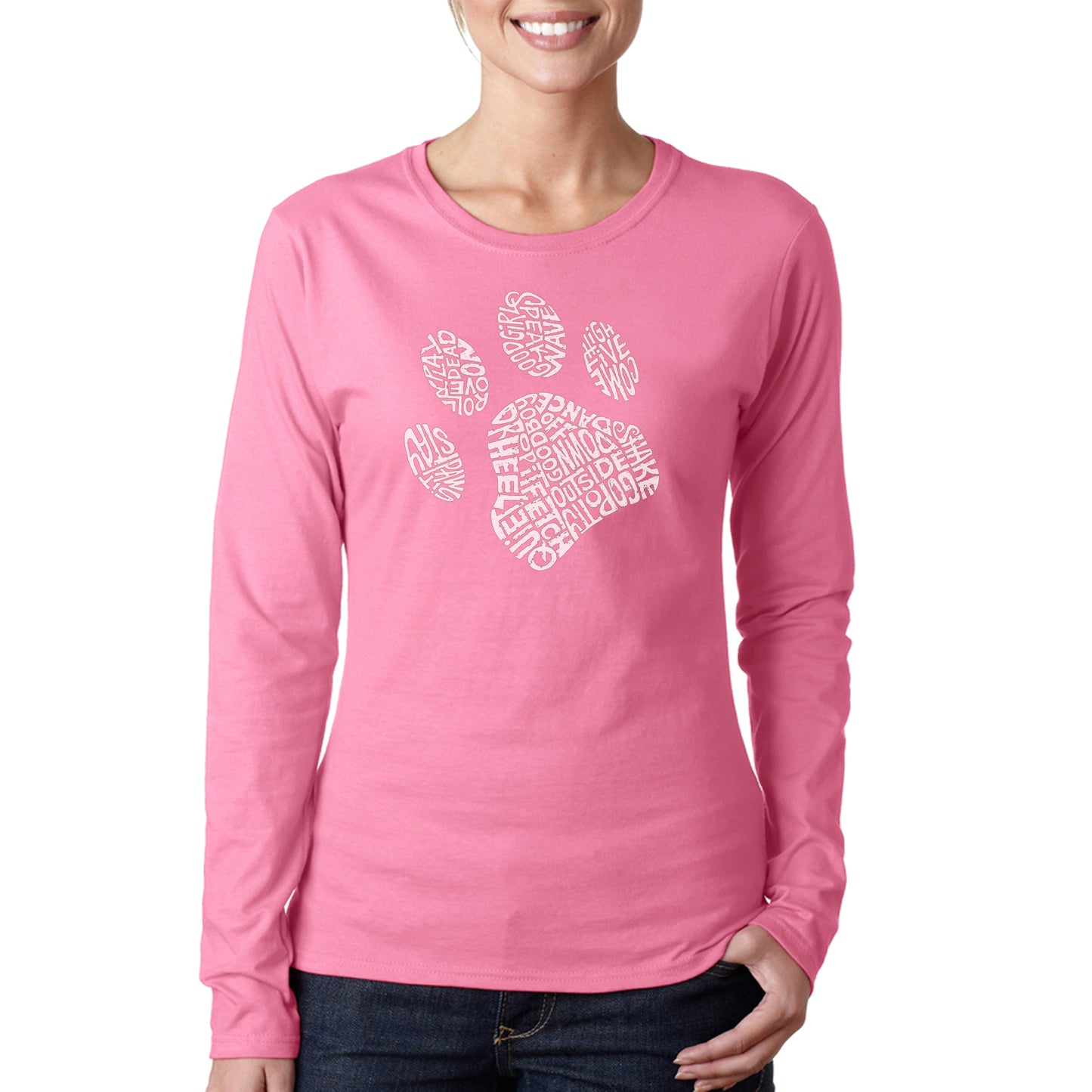 Dog Paw  - Women's Word Art Long Sleeve T-Shirt