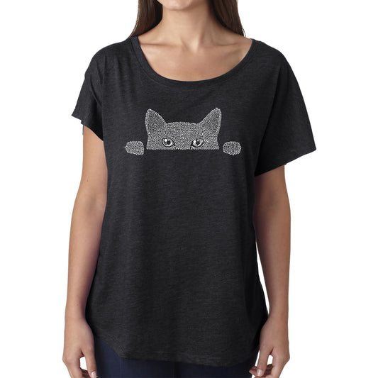 Peeking Cat  - Women's Loose Fit Dolman Cut Word Art Shirt