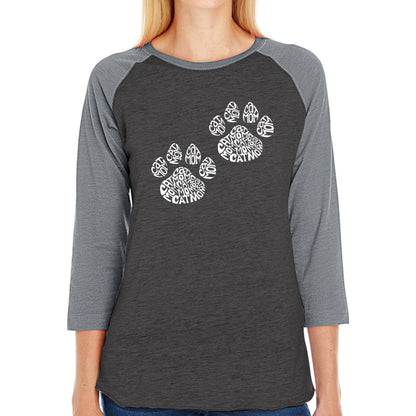 Cat Mom  - Women's Raglan Baseball Word Art T-Shirt