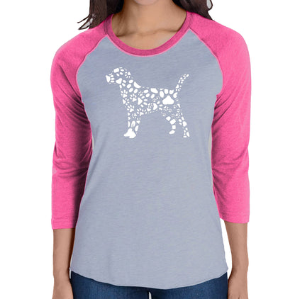 Dog Paw Prints  - Women's Raglan Word Art T-Shirt