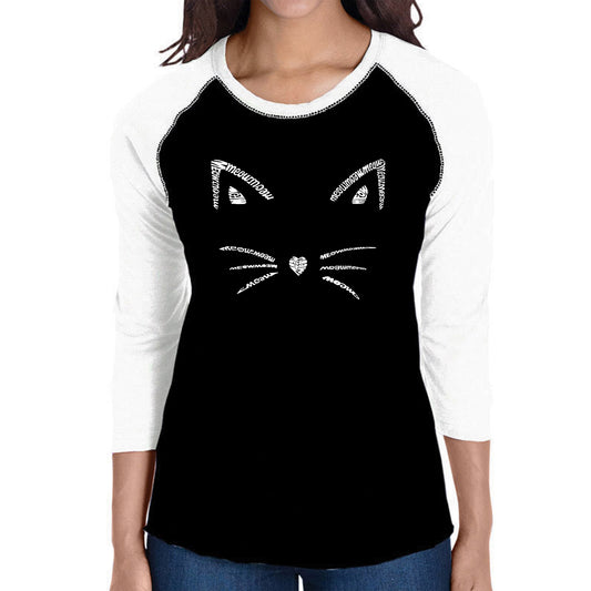 Whiskers  - Women's Raglan Baseball Word Art T-Shirt