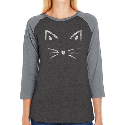 Whiskers  - Women's Raglan Baseball Word Art T-Shirt