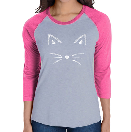 Whiskers  - Women's Raglan Baseball Word Art T-Shirt