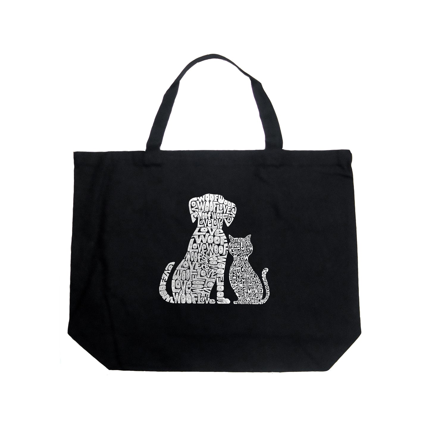 Large Word Art Tote Bag - Dogs and Cats