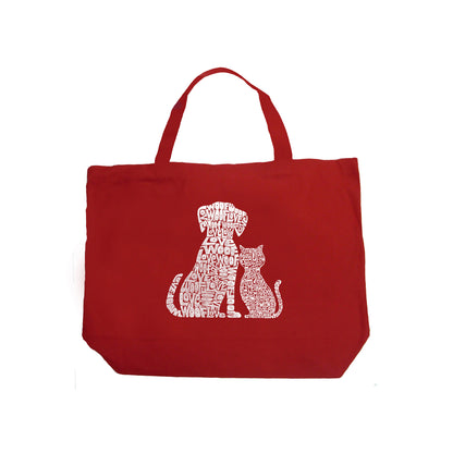 Large Word Art Tote Bag - Dogs and Cats