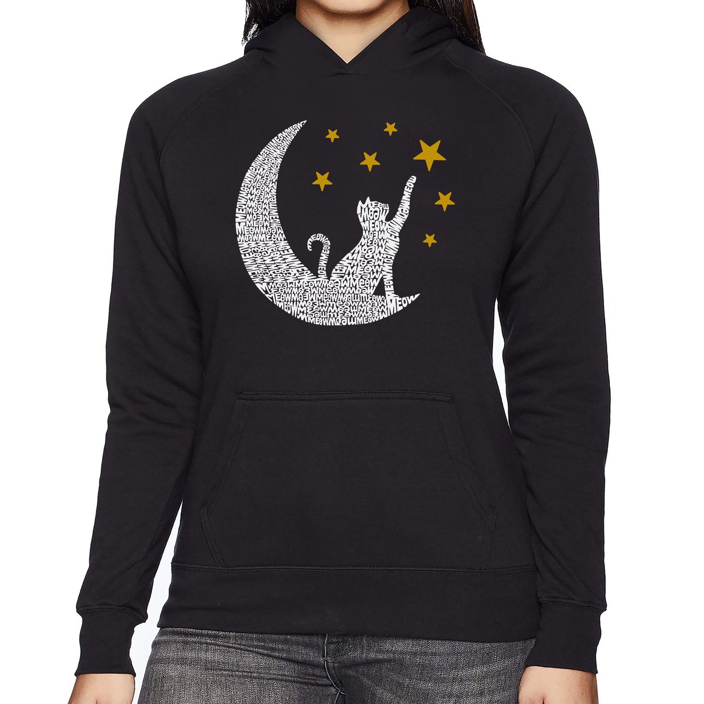 Cat Moon - Women's Word Art Hooded Sweatshirt