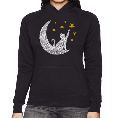 Cat Moon - Women's Word Art Hooded Sweatshirt