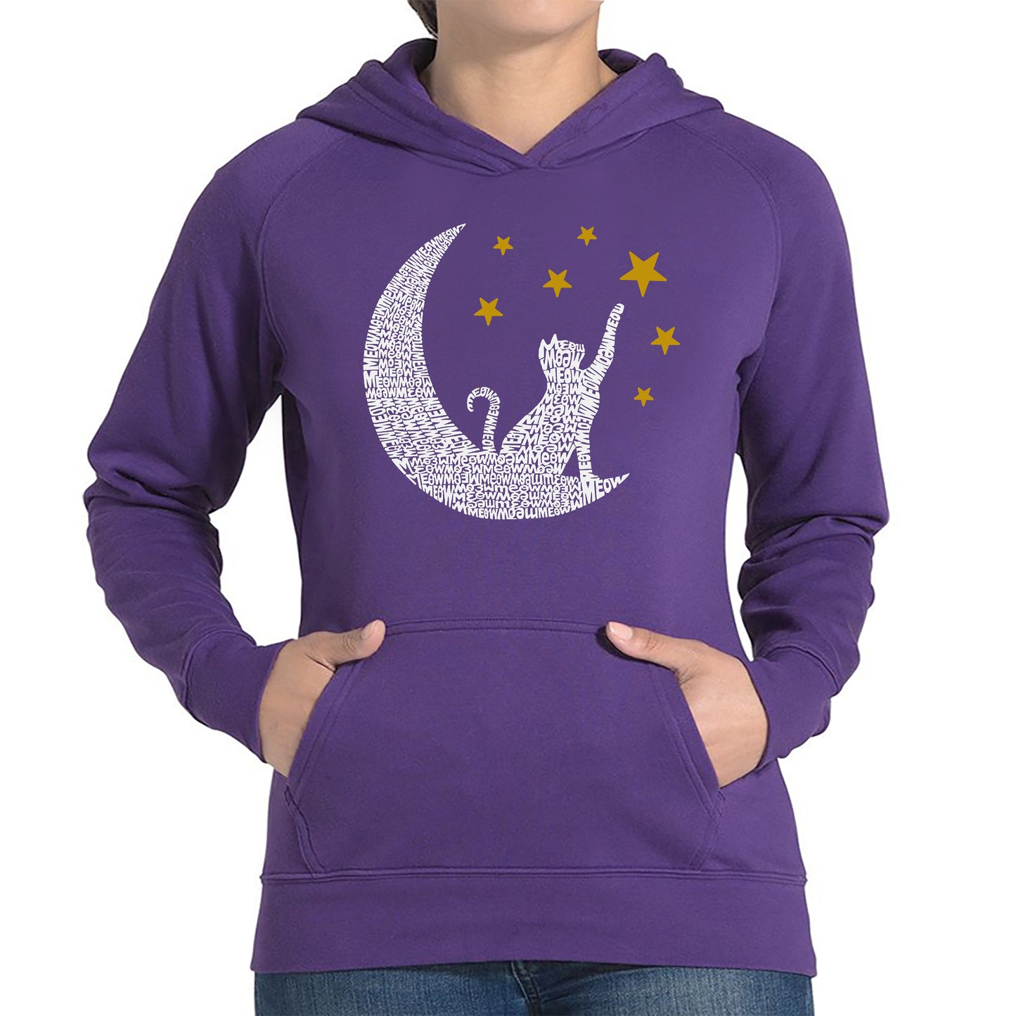 Cat Moon - Women's Word Art Hooded Sweatshirt