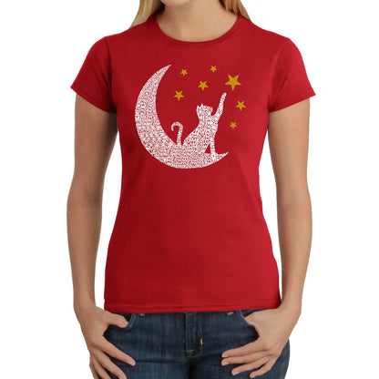 Cat Moon - Women's Word Art T-Shirt