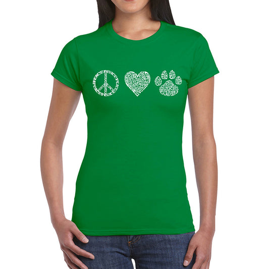 Peace Love Cats  - Women's Word Art T-Shirt