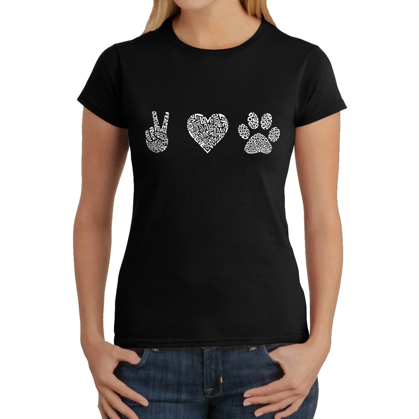 Peace Love Dogs  - Women's Word Art T-Shirt