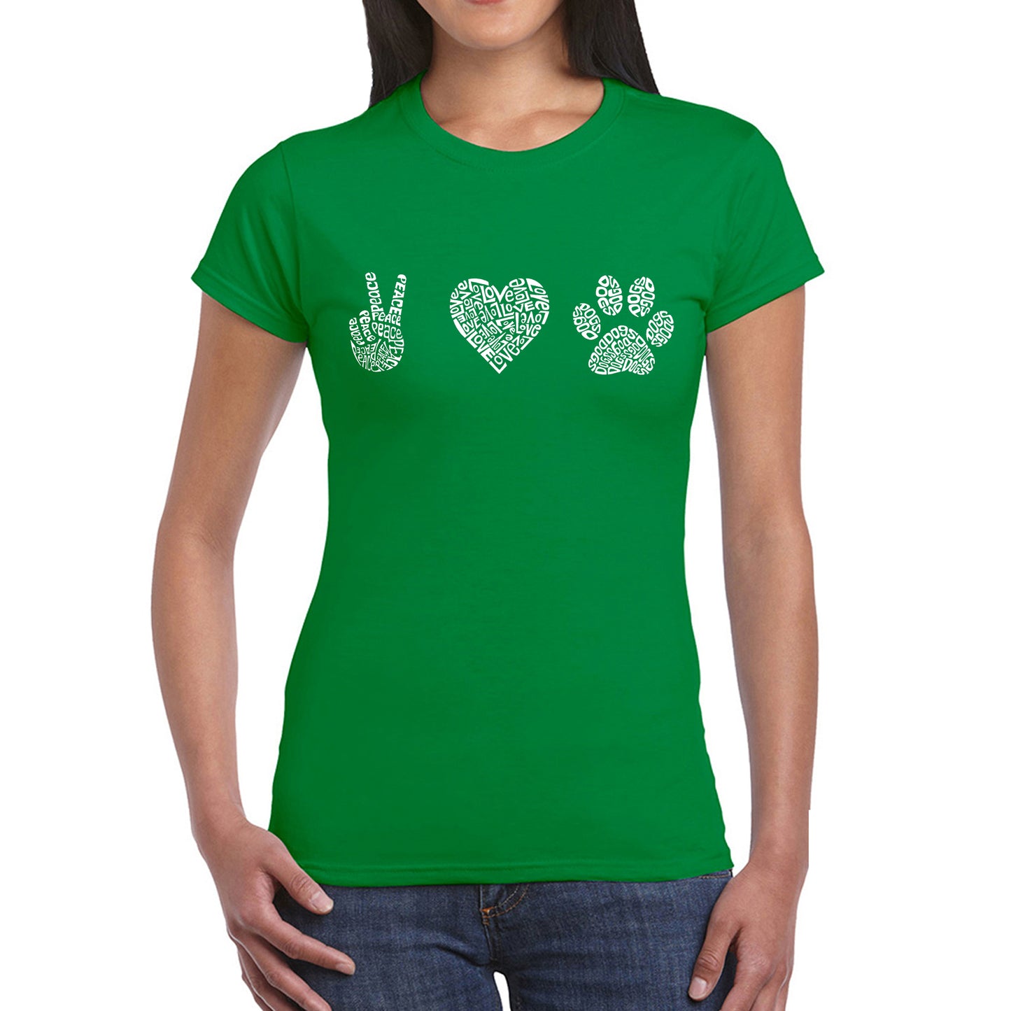 Peace Love Dogs  - Women's Word Art T-Shirt