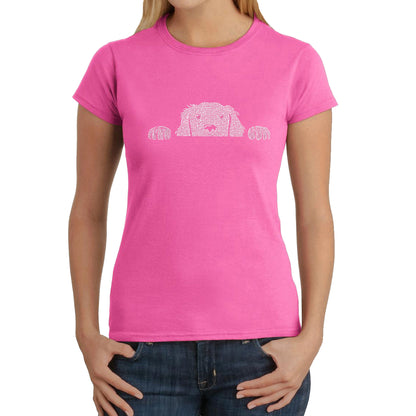 Peeking Dog  - Women's Word Art T-Shirt