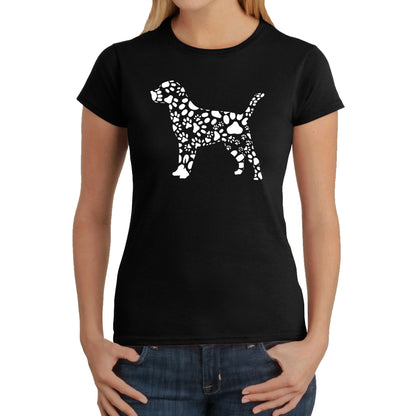 Dog Paw Prints  - Women's Word Art T-Shirt