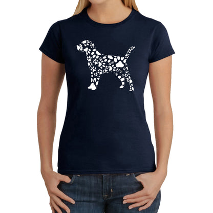 Dog Paw Prints  - Women's Word Art T-Shirt