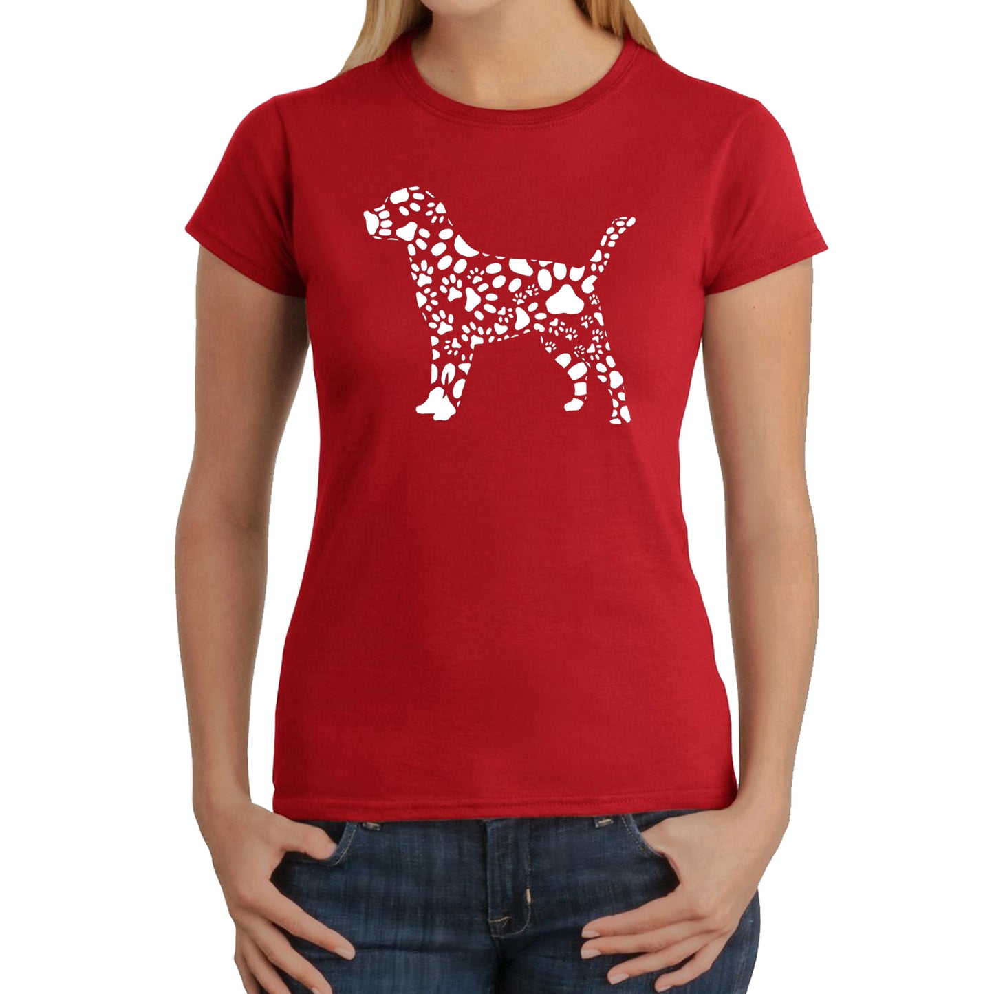 Dog Paw Prints  - Women's Word Art T-Shirt