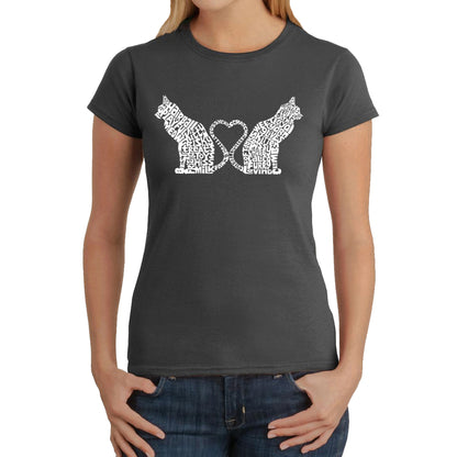 Cat Tail Hearts - Women's Word Art T-Shirt