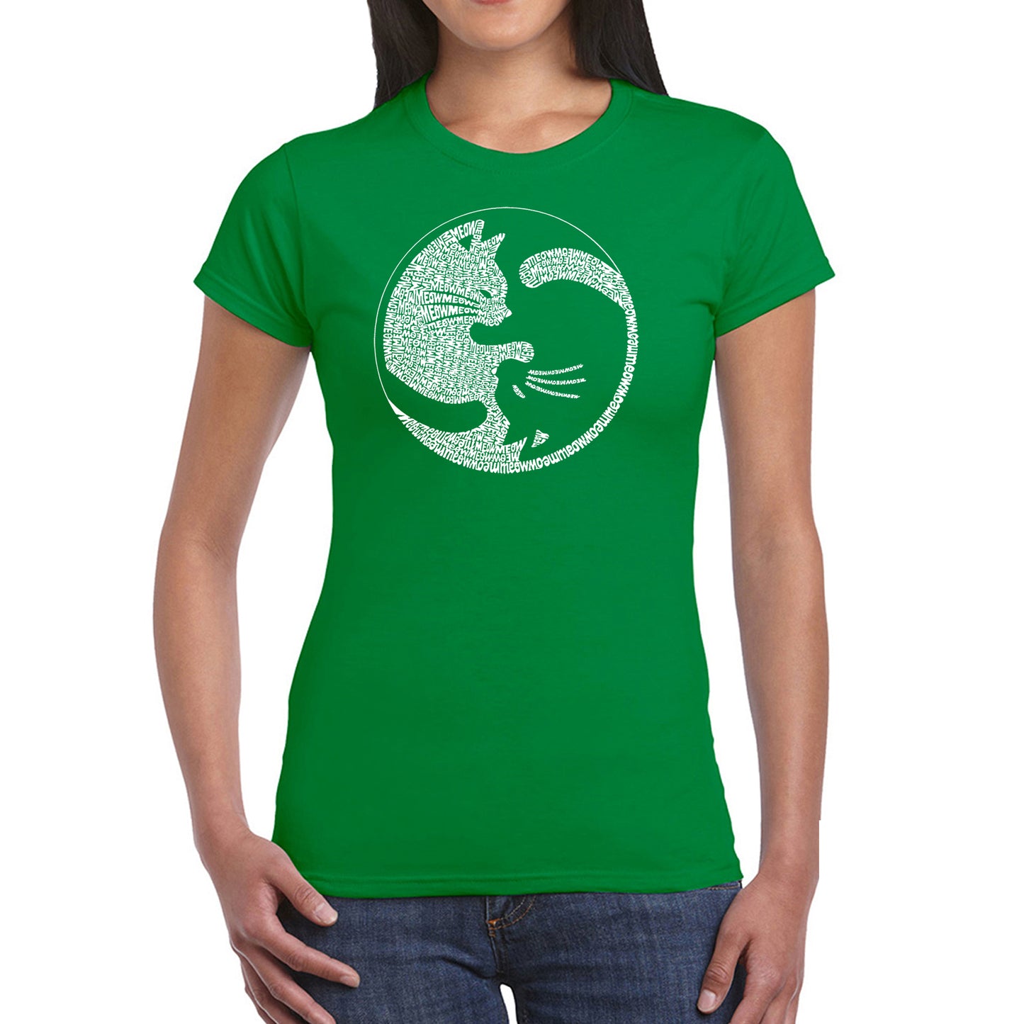 Yin Yang Cat  - Women's Word Art T-Shirt