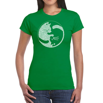 Yin Yang Cat  - Women's Word Art T-Shirt