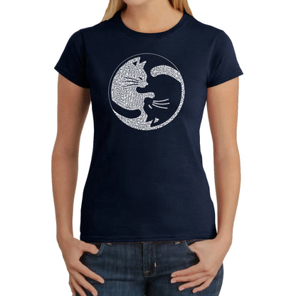 Yin Yang Cat  - Women's Word Art T-Shirt