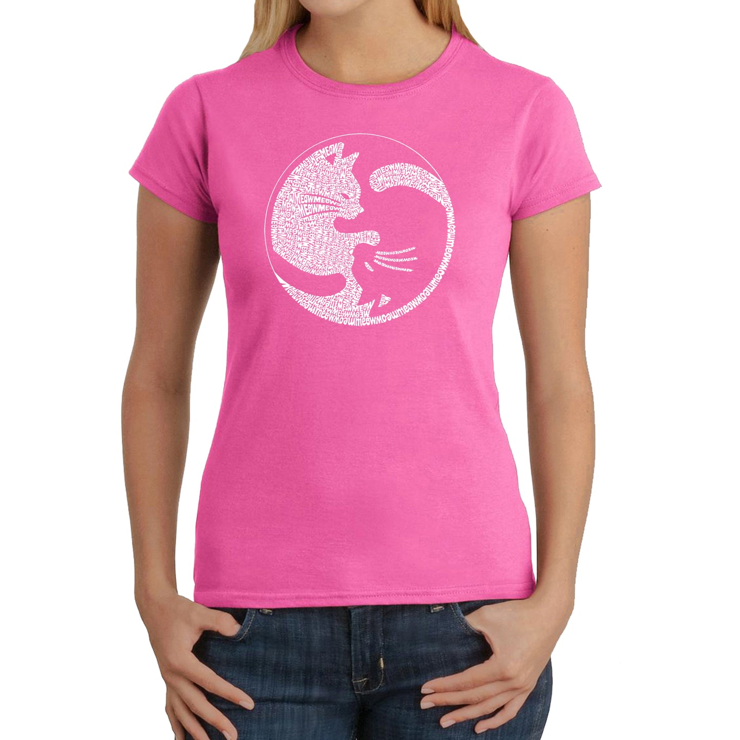 Yin Yang Cat  - Women's Word Art T-Shirt