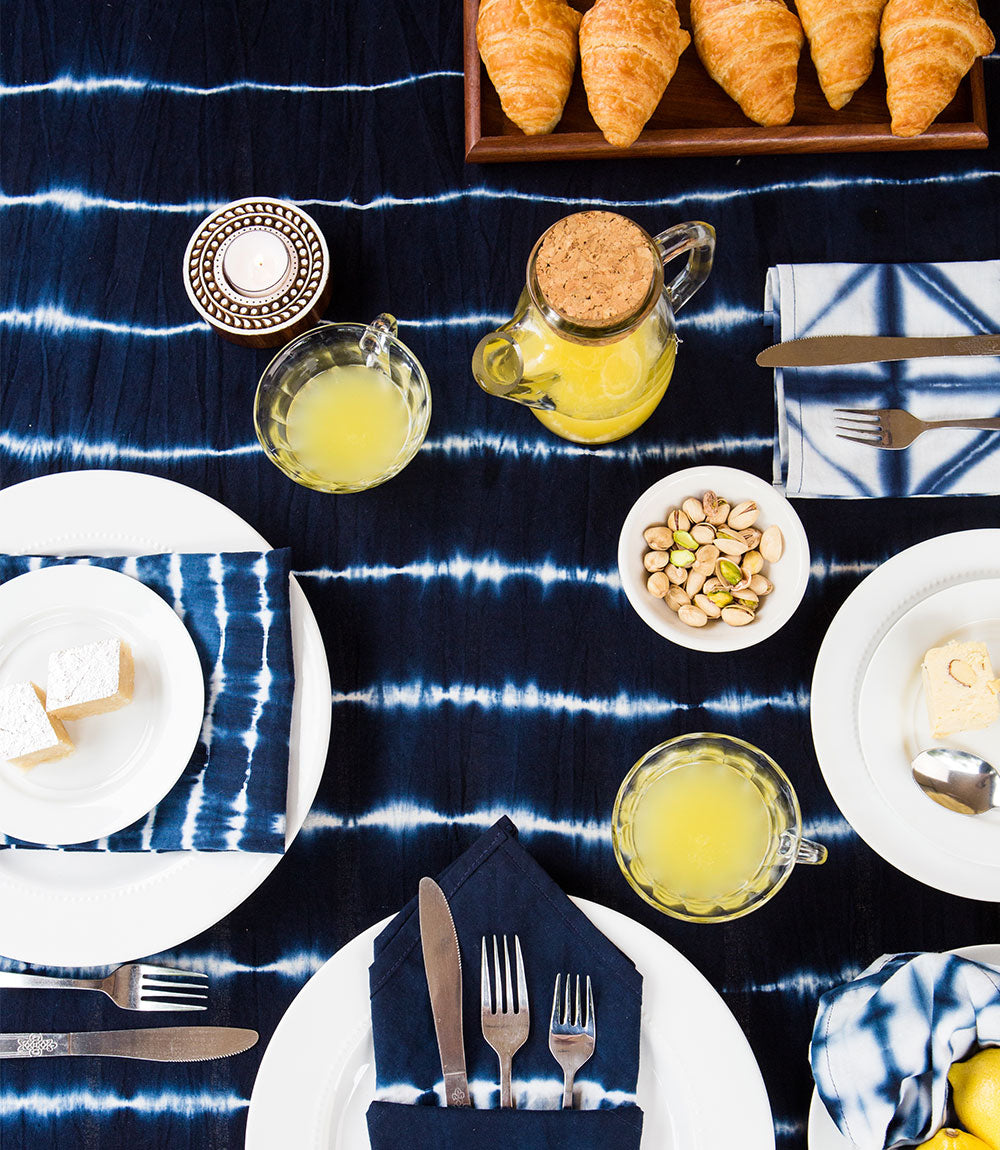 Shibori Pom Tablecloth