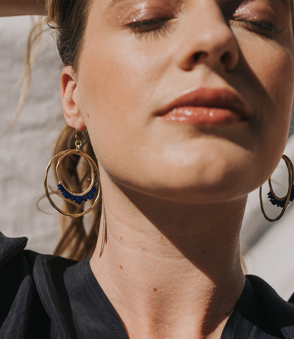 Kalapriya Earrings - Navy Hoops