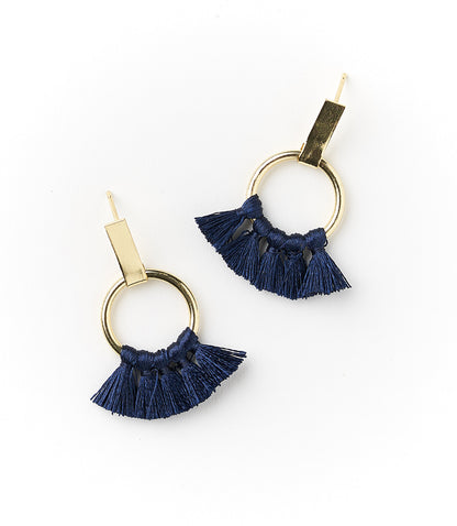 Danu Earrings - Navy Hoop