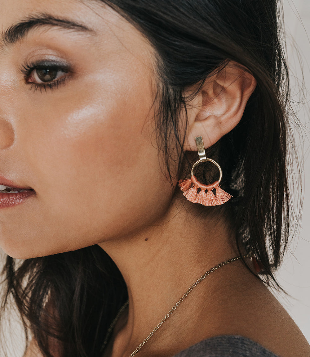 Danu Earrings - Coral Hoop