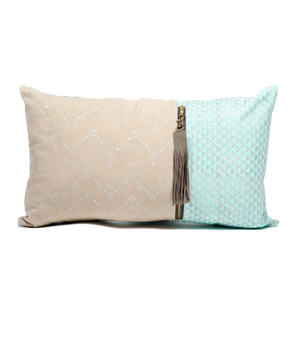 Long Metallic Block Print Pillow