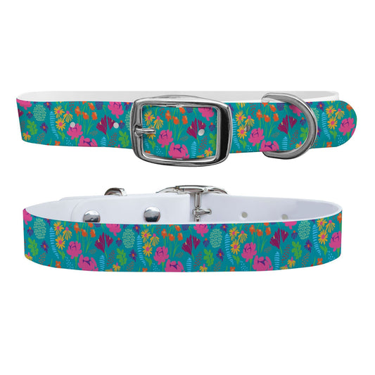 Wildflowers Dog Collar With Silver Buckle