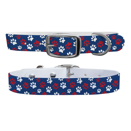 Pawtriot Navy Dog Collar With Silver Buckle