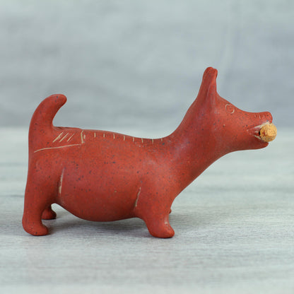 Colima Dog Handcrafted Mexican Archaeological Ceramic Red Dog Sculpture