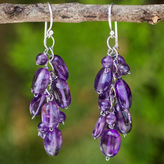 Violet Clouds Amethyst Cluster Earrings