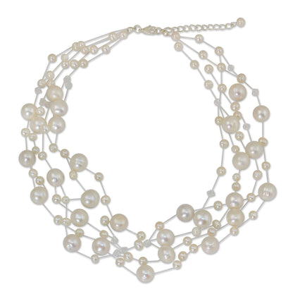 Ivory Fishnet Pearl Beaded Necklace