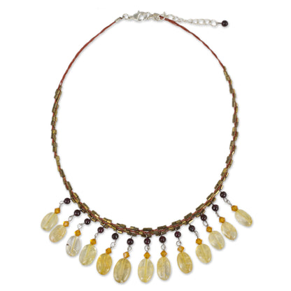 Raindrops Beaded Citrine Choker Necklace