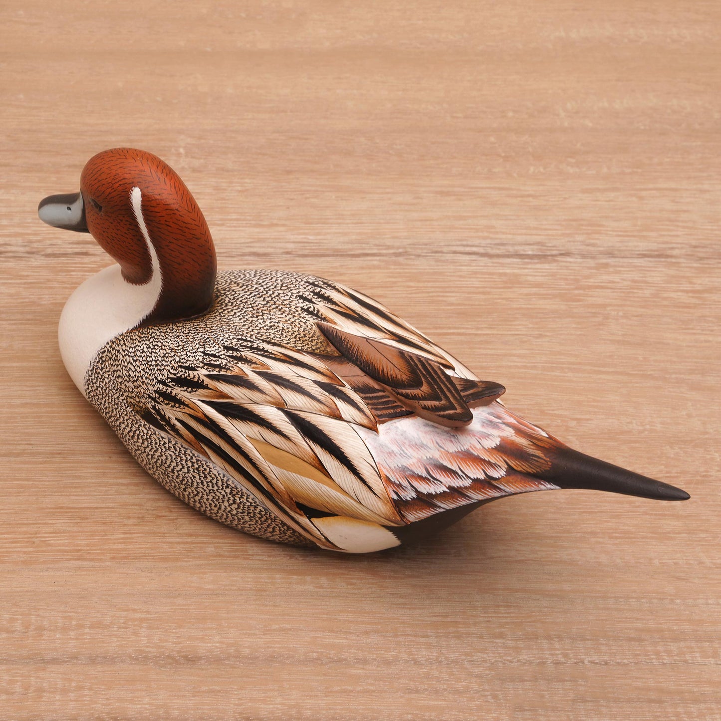 Pintail Duck Hand Carved Albesia Wood Duck Statuette from Bali