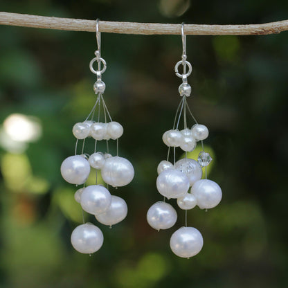 Sugar Candyfloss Thai Bridal Waterfall Pearl Earrings