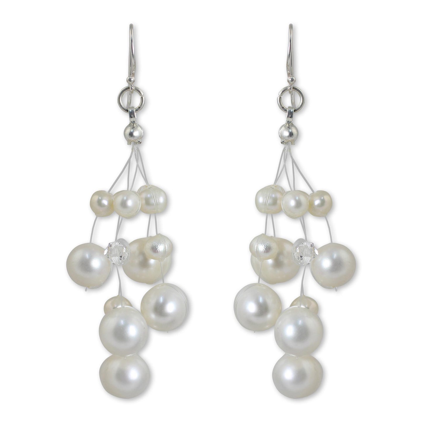 Sugar Candyfloss Thai Bridal Waterfall Pearl Earrings