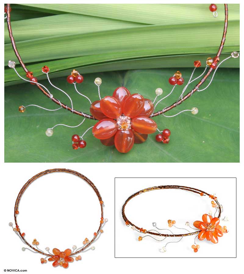 Ginger Beauty Multi-Gem Carnelian Beaded Necklace