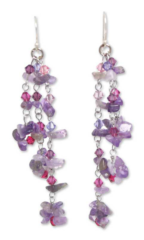 Lavender Rain Amethyst Hook Earrings