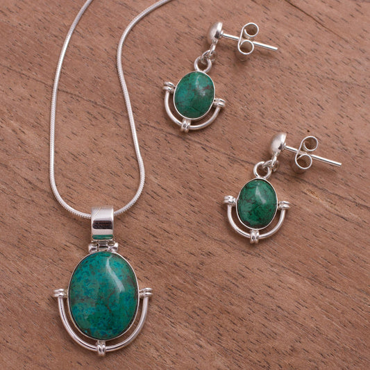 Mystique Chrysocolla jewelry set