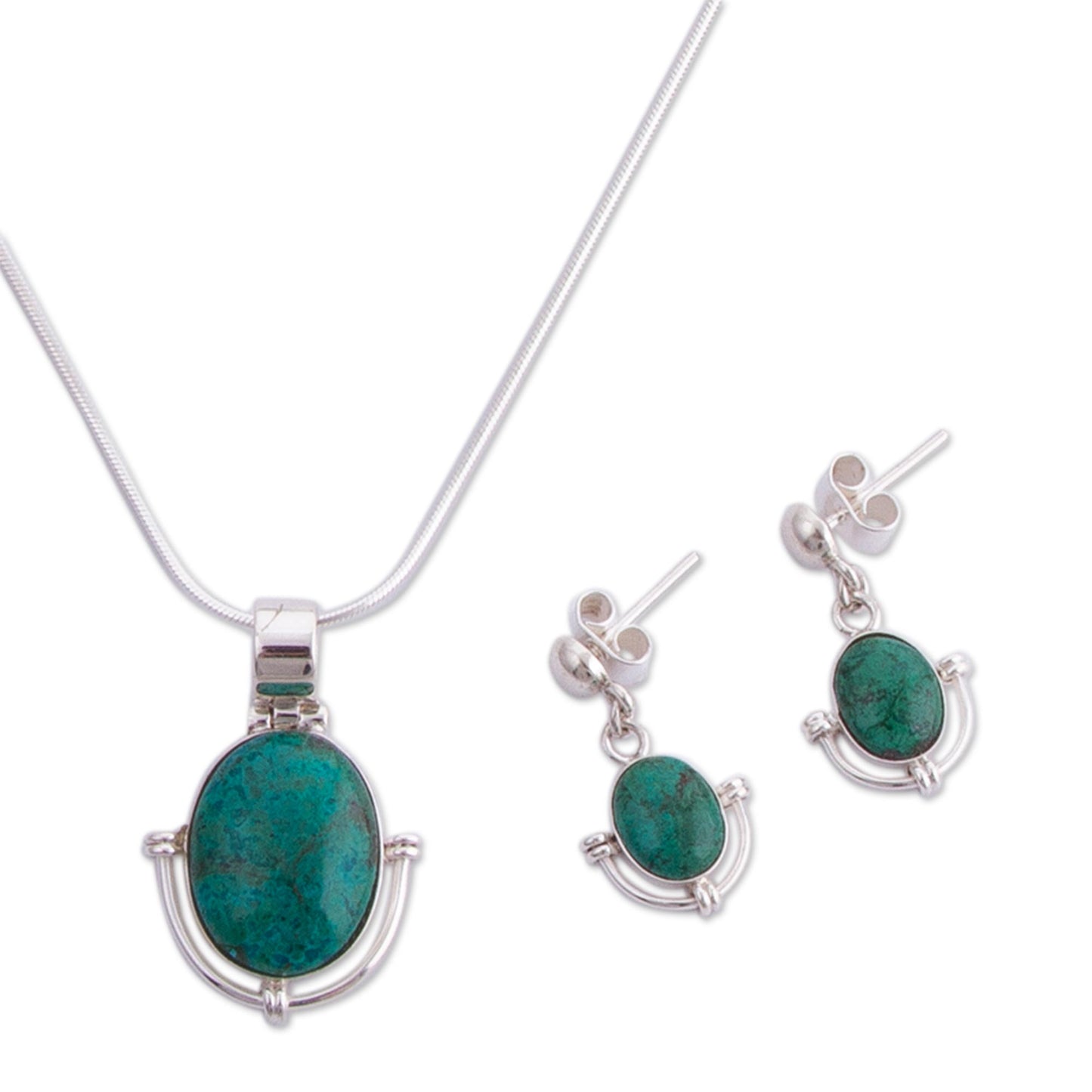 Mystique Chrysocolla jewelry set