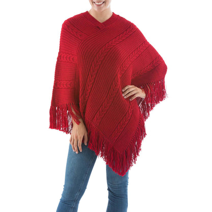 Red Latitudes Alpaca Blend Poncho