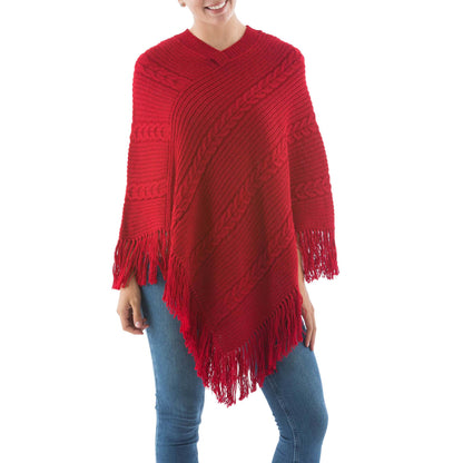 Red Latitudes Alpaca Blend Poncho