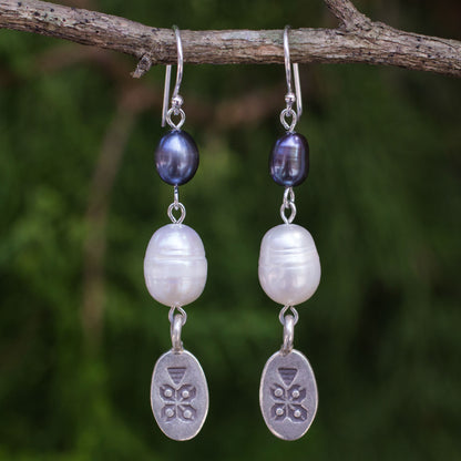 Hill Tribe Blue Pearl Dangle Earrings