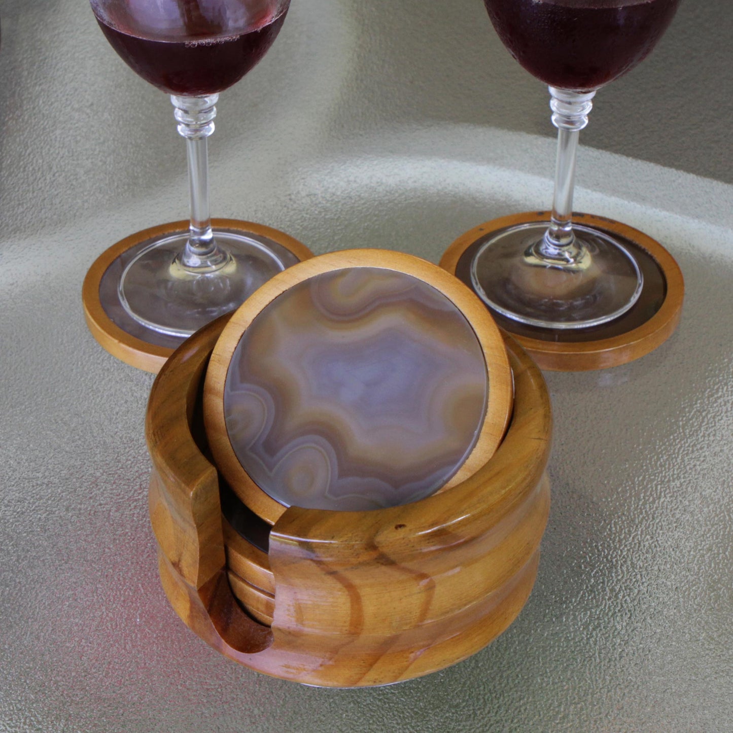 Burning Mist Cedar Wood & Agate Coasters